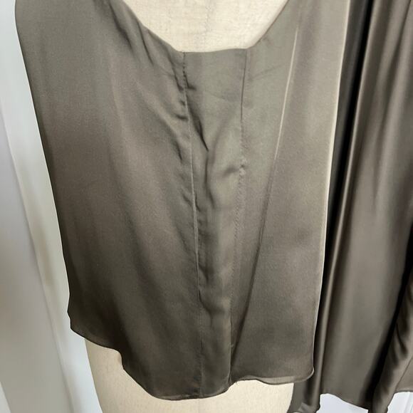 Dusan Women's Matching Set M/L Taupe Brown Silk Tank Wide Leg Pants Minimalist - Picture 10 of 16